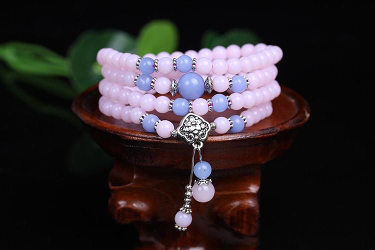 Chalcedony 108 Prayer Beads Pink Mala