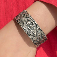 Thumbnail for Ethnic Thai Silver Sentient 'Cloud Breather' Dragon Bangle