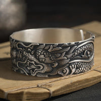 Thumbnail for Ethnic Thai Silver Sentient 'Cloud Breather' Dragon Bangle