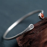 Thumbnail for Ethnic Thai Silver Simplistic Fish & Natural Stone TRANQUILITY Bangle