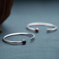 Thumbnail for Ethnic Thai Silver Simplistic Fish & Natural Stone TRANQUILITY Bangle