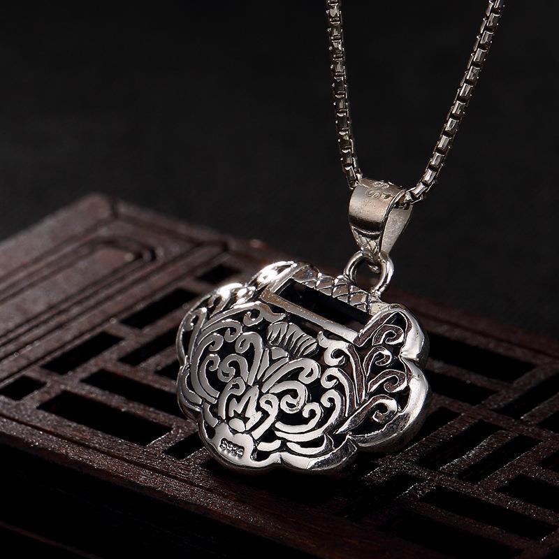 Ethnic Thai Silver Ruyi Soot Lock Necklace