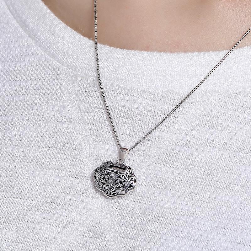 Ethnic Thai Silver Ruyi Soot Lock Necklace