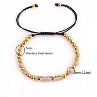 Thumbnail for Luxury Cubic Zirconia Pave MINI EVIL EYES  Stainless Steel Bead Bracelet-3 colors