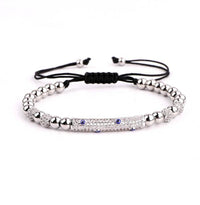 Thumbnail for Luxury Cubic Zirconia Pave MINI EVIL EYES  Stainless Steel Bead Bracelet-3 colors