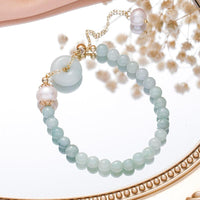 Thumbnail for Boho Natural Jadeite & Freshwater Pearl 'LUCK' Bracelet