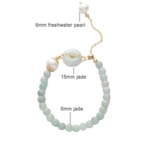 Thumbnail for Boho Natural Jadeite & Freshwater Pearl 'LUCK' Bracelet