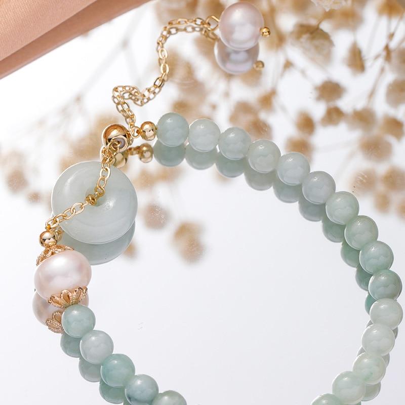 Boho Natural Jadeite & Freshwater Pearl 'LUCK' Bracelet