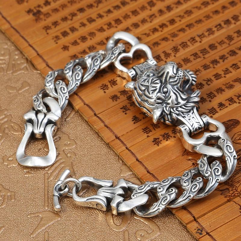 Ethnic Thai Silver Men's 'Royal Bengal' Tiger Bracelet