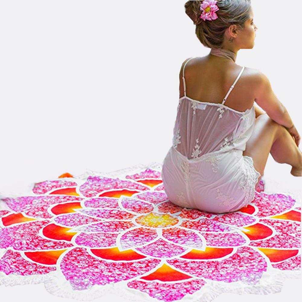 Lotus Shaped Yoga Beach  Mandala Tapestry-2 Fab Colors