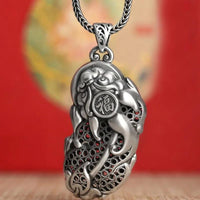 Thumbnail for Ethnic Thai Silver Intricate PROSPERITY Pixiu Necklace