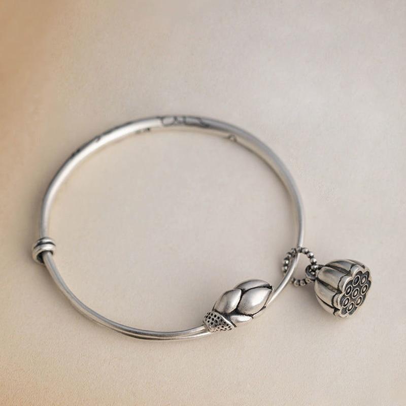 Ethnic Thai Silver Adjustable Lotus Root Bangle