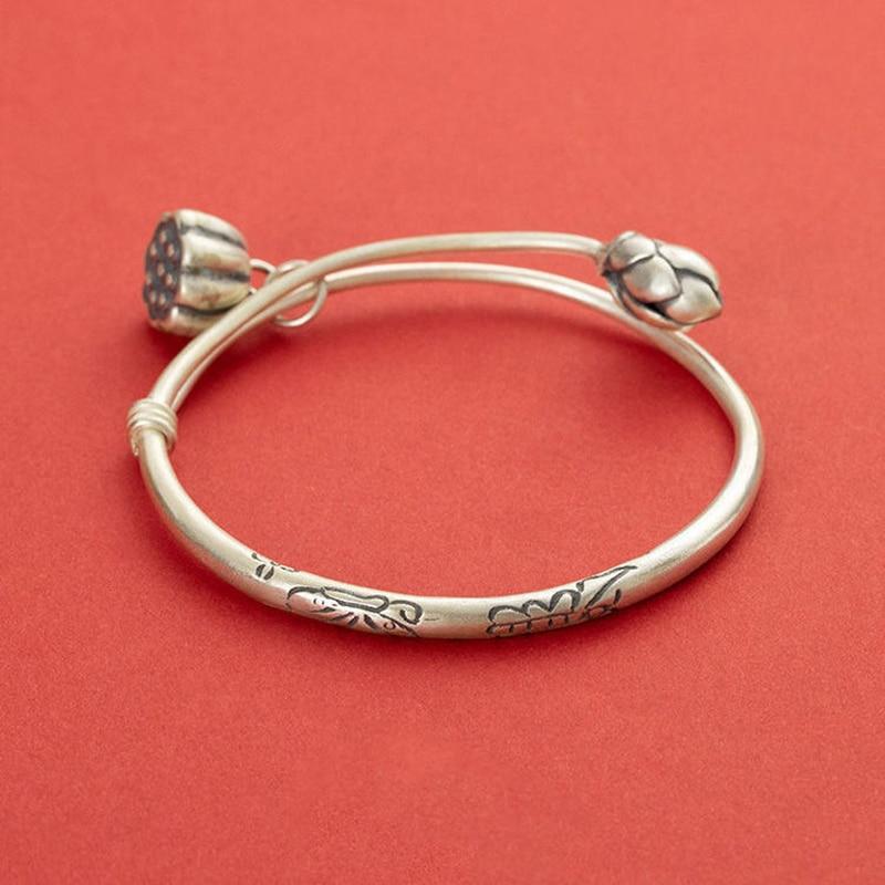 Ethnic Thai Silver Adjustable Lotus Root Bangle