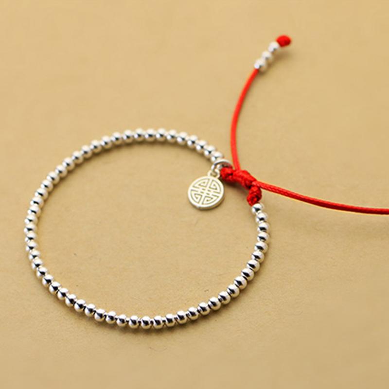 925 Sterling Silver Beads Lucky Red Rope with MONEY Charm