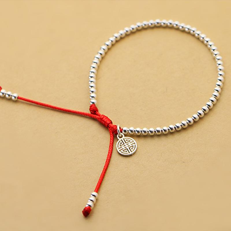 925 Sterling Silver Beads Lucky Red Rope with MONEY Charm