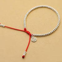 Thumbnail for 925 Sterling Silver Beads Lucky Red Rope with MONEY Charm