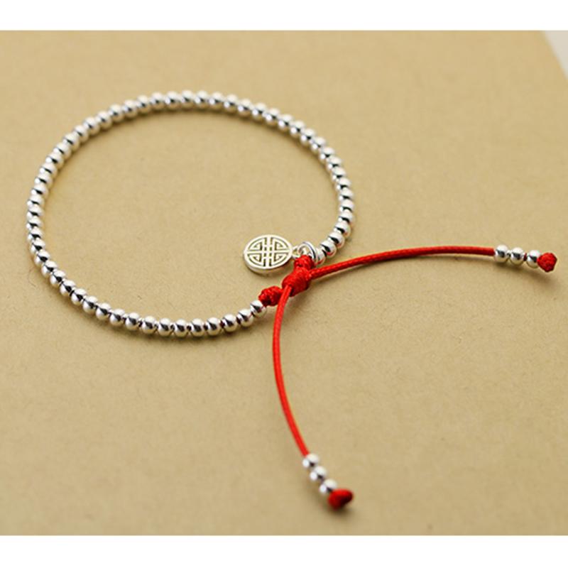 925 Sterling Silver Beads Lucky Red Rope with MONEY Charm