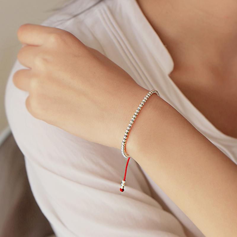 925 Sterling Silver Beads Lucky Red Rope with MONEY Charm