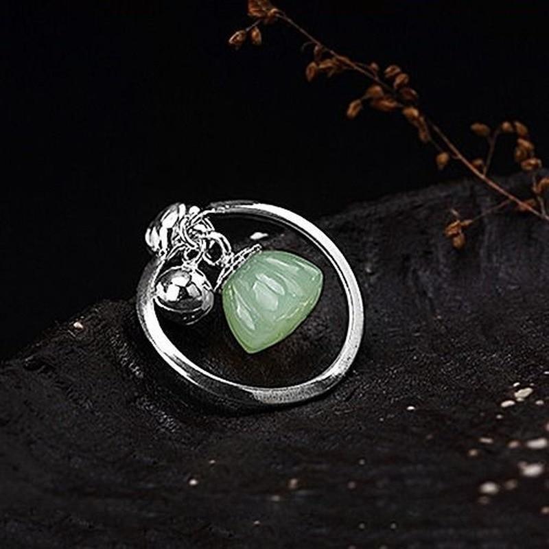 THAI SILVER Chalcedony Blooming Lotus Ring