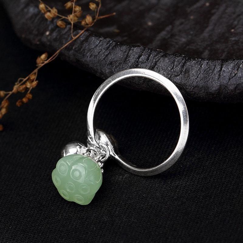 THAI SILVER Chalcedony Blooming Lotus Ring