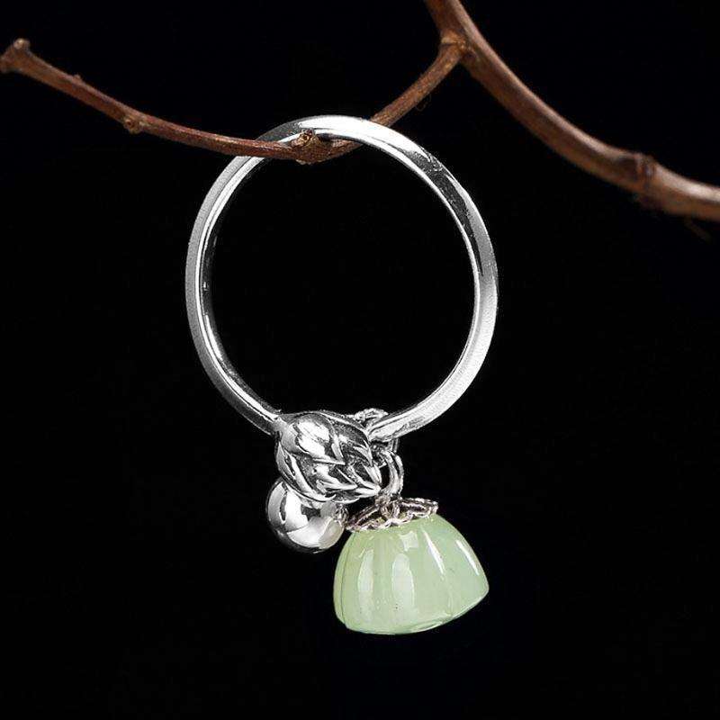 THAI SILVER Chalcedony Blooming Lotus Ring