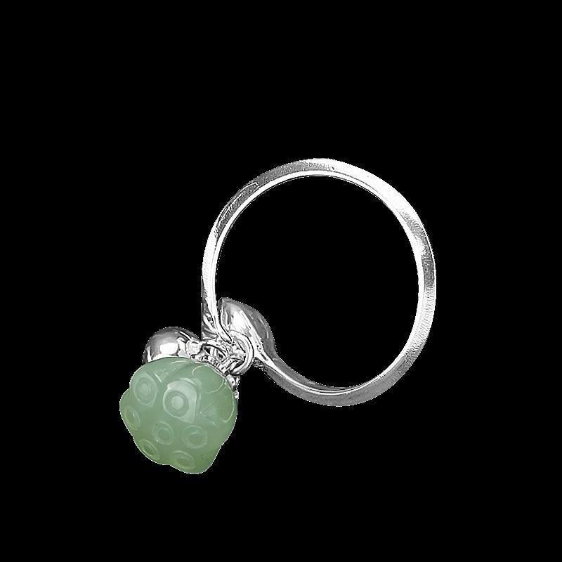 THAI SILVER Chalcedony Blooming Lotus Ring