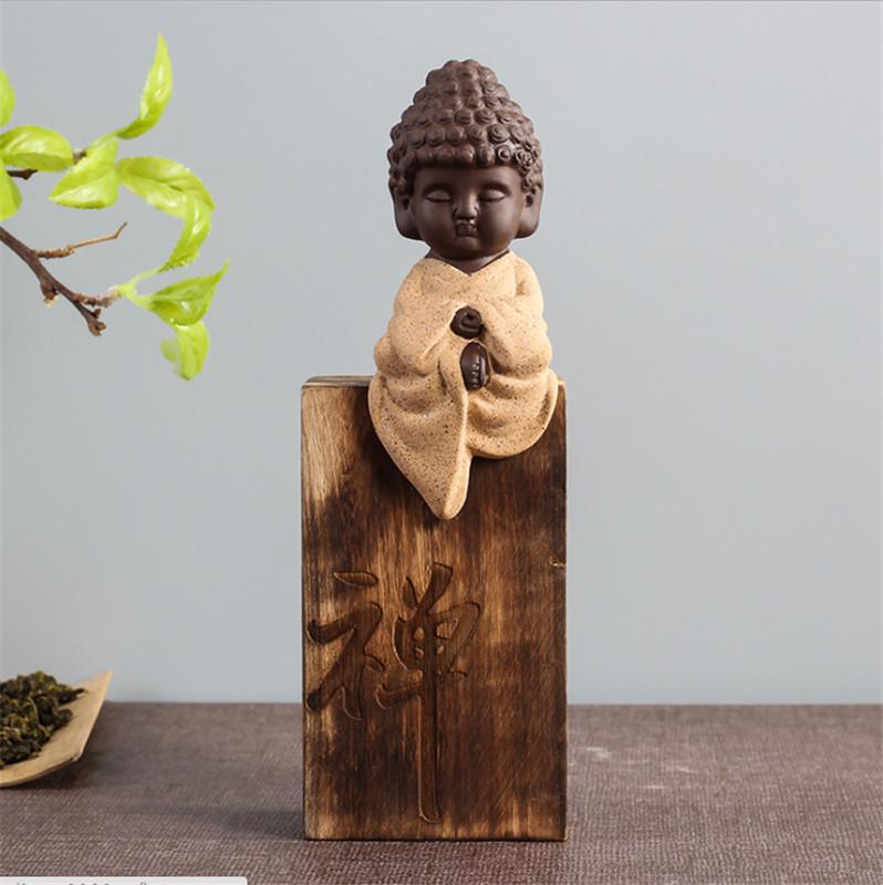 Flowing Robe Cute Hand Painted Buddha Tea Pet Figurine