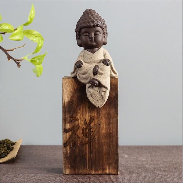 Flowing Robe Cute Hand Painted Buddha Tea Pet Figurine