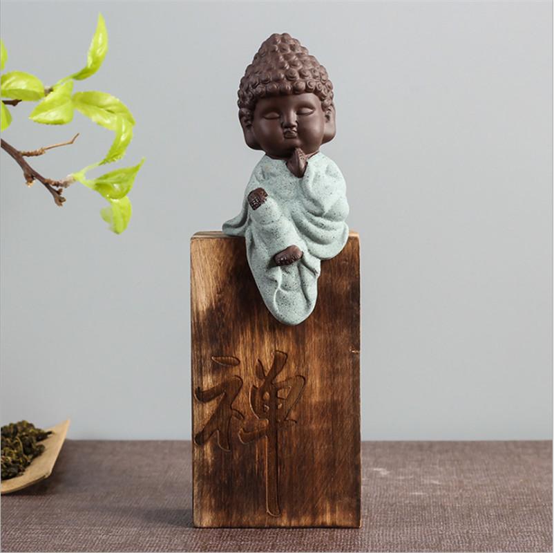 Flowing Robe Cute Hand Painted Buddha Tea Pet Figurine