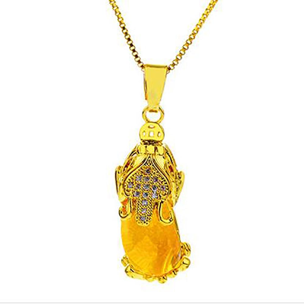 18k Gold Plated ATTRACT ABUNDANCE PIXIU & Agate Stone Necklace