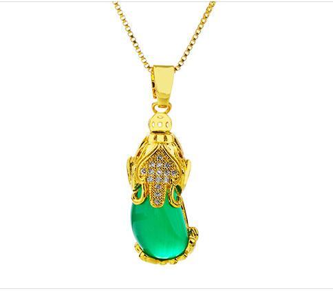 18k Gold Plated ATTRACT ABUNDANCE PIXIU & Agate Stone Necklace