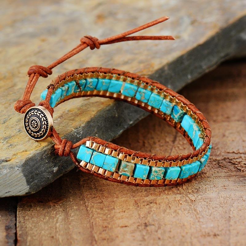 Unisex Turquoise 'SERENITY' Wrap Bracelet