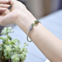 Thumbnail for Ethnic Thai Silver 'READY TO BLOOM' Jade Bangle