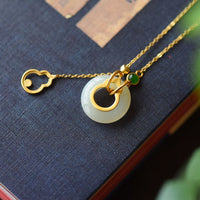 Thumbnail for THAI SILVER Hetian Jade Wu Lou 'ATTRACT MONEY ENERGY' Necklace