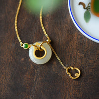 Thumbnail for THAI SILVER Hetian Jade Wu Lou 'ATTRACT MONEY ENERGY' Necklace