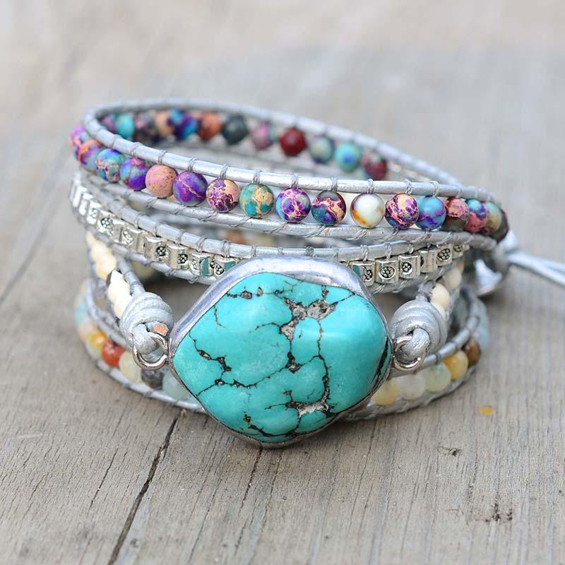 Turquoise Healing and Protection Wrap Bracelet