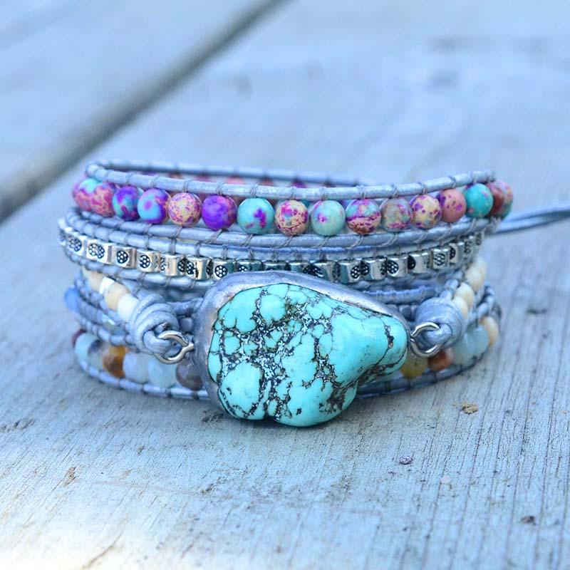 Turquoise Healing and Protection Wrap Bracelet