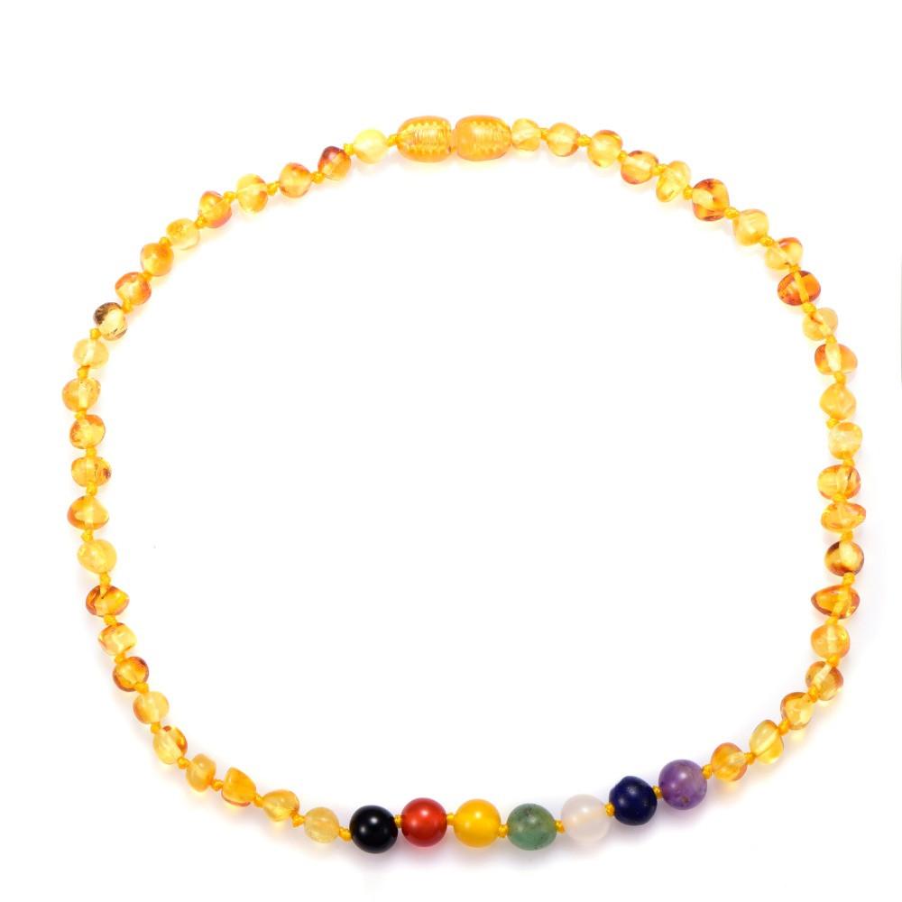 Baltic Amber Necklace w/ Chakra Stones-for baby & Adult