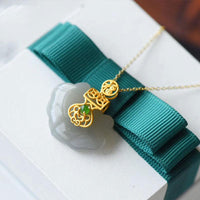 Thumbnail for THAI SILVER Smoke Purple Jade 'Ruyi Lock' Necklace