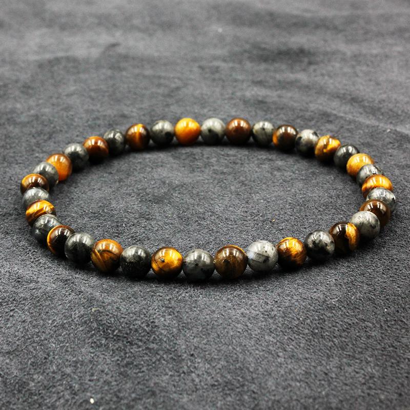 2 PCS Tiger Eye Stone Beads  Labradorite Bracelet Set