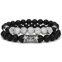 Thumbnail for Men's Matte Onyx & Zirconia Accent PERSEVERANCE Bracelet Set