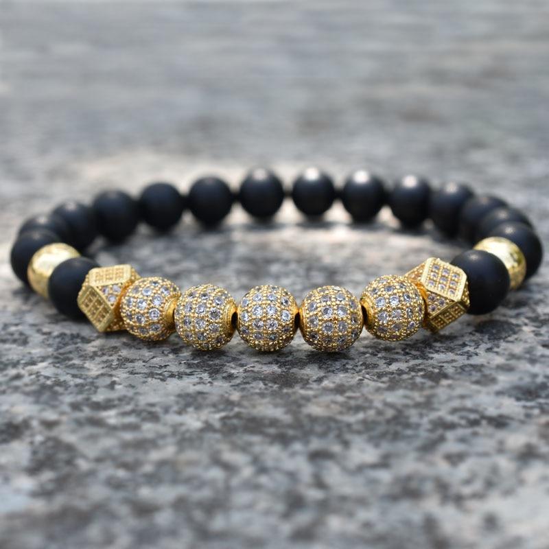 Men's Matte Onyx & Zirconia Accent PERSEVERANCE Bracelet Set