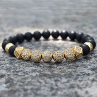 Thumbnail for Men's Matte Onyx & Zirconia Accent PERSEVERANCE Bracelet Set