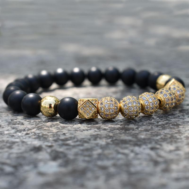 Men's Matte Onyx & Zirconia Accent PERSEVERANCE Bracelet Set