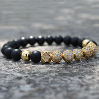 Thumbnail for Men's Matte Onyx & Zirconia Accent PERSEVERANCE Bracelet Set