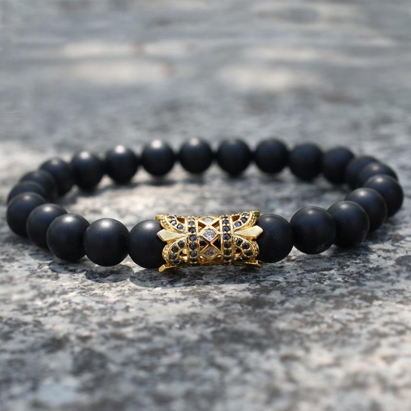 Men's Matte Onyx & Zirconia Accent PERSEVERANCE Bracelet Set