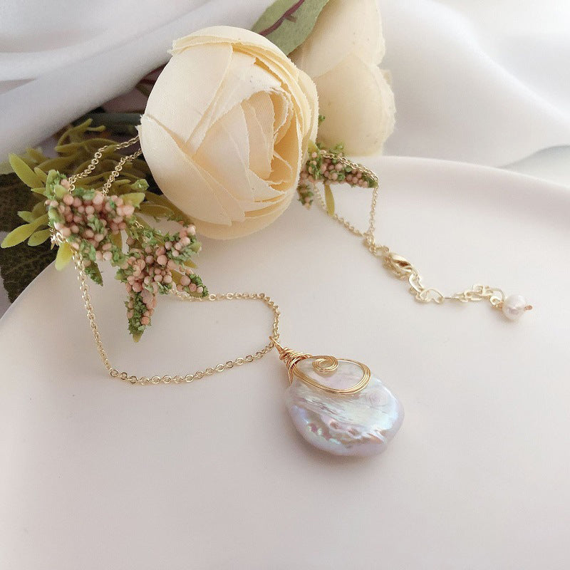 Gold Plated Baroque Pearl Necklace