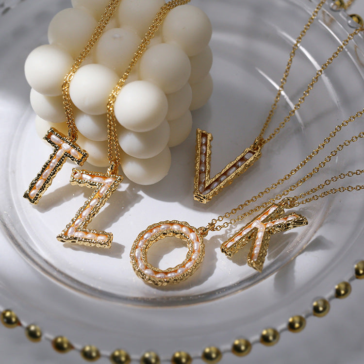 26 Letters Pearl Inlaid Necklace