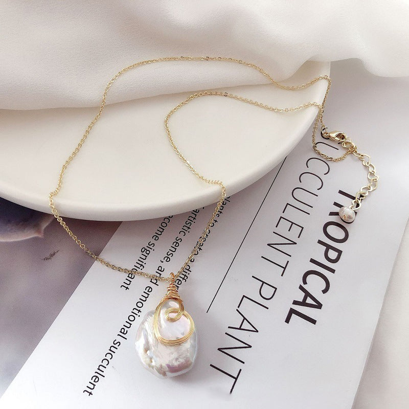 Gold Plated Baroque Pearl Necklace