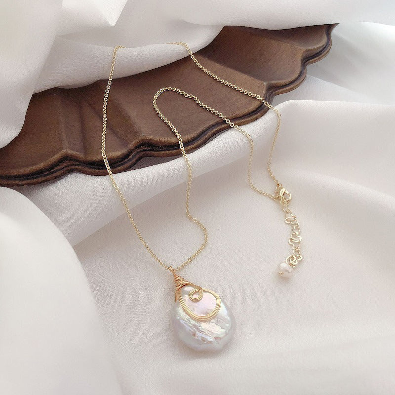 Gold Plated Baroque Pearl Necklace